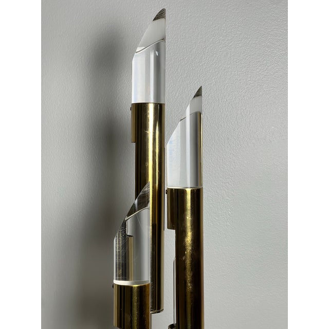 1970s Modern 3-Light Brass and Lucite Lamp by Laurel Lamp Company For Sale - Image 9 of 18