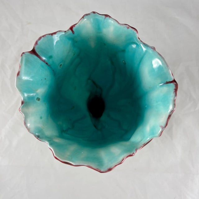 19th Century French Orchies Majolica Glazed Floral Form Vase For Sale - Image 10 of 13