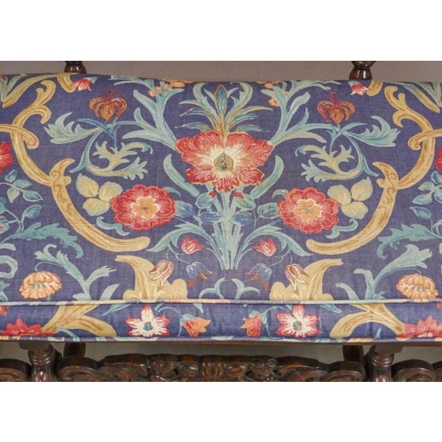 20th Century Jacobean Revival Style Carved Hardwood & Cane Three-Seat Settee For Sale In New York - Image 6 of 12