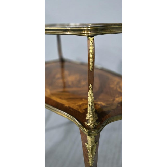 French Marquetry Etagere Two Tier Table, 1880 For Sale - Image 10 of 14