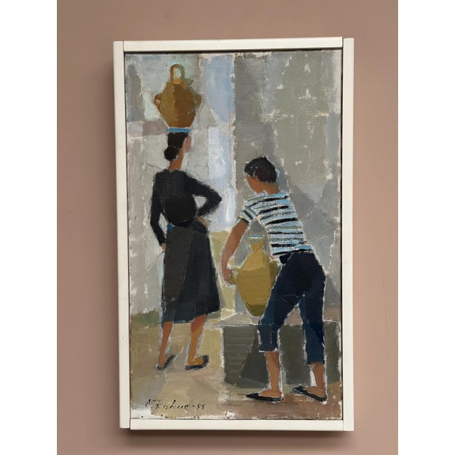 Dorothy Ruhne, Figures with Vessels, 1960s, Oil on Canvas, Framed For Sale - Image 5 of 12