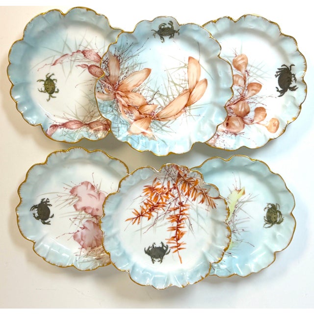 1893 Haviland Limoges Aesthetic Movement Crab Plates - Set of 6 For Sale - Image 11 of 18