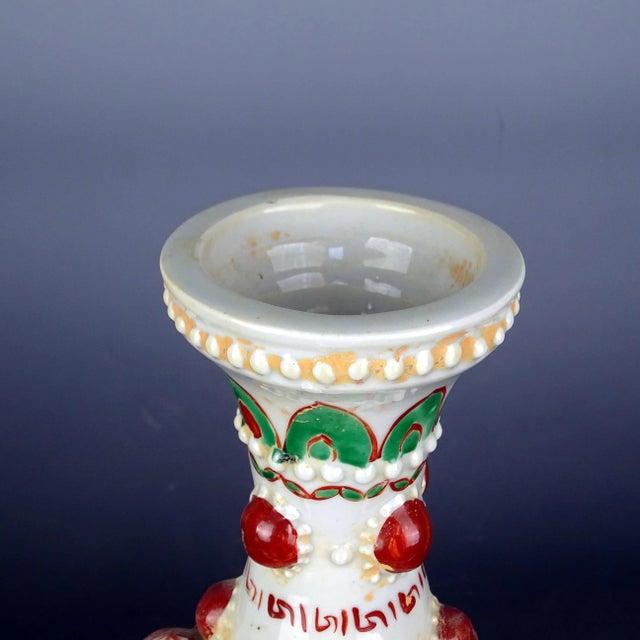 Chinese Vintage Ceramic Vase,Blue and White Famille Verte Porcelain Yuhuchun Vase Hand Painted Flowers and Birds Pattern For Sale - Image 4 of 7