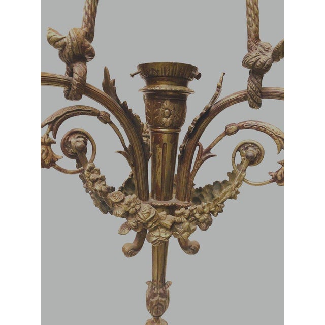 Louis XVI Style Chandelier in Bronze and Frosted Glass For Sale - Image 12 of 13