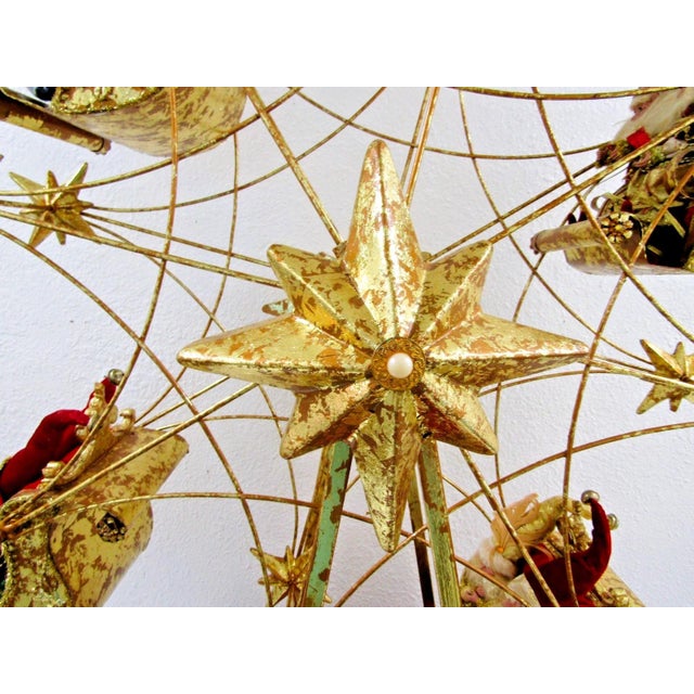 Red Rare Vintage Large Mark Roberts North Pole Ferris Wheel With Elves For Sale - Image 8 of 11