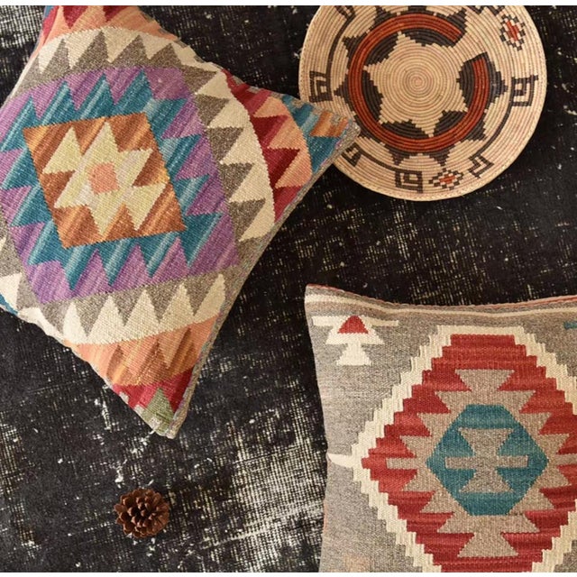 Textile Multi-Colored Geometric Striped Woven Cushion - 18 Inches For Sale - Image 7 of 8