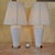 Hollywood Regency Pair of Vintage White Ceramic Urn Form Table Lamps With Gold Bases and Pleated Shades For Sale - Image 3 of 18