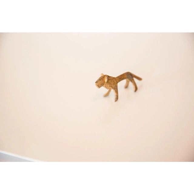 Shabby Chic Vintage African Mini Bronze Lion With Rusty Patina For Sale - Image 3 of 7