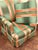 English Green & Coral Striped Upholstered Club Chair, Palm Beach Style For Sale - Image 3 of 12