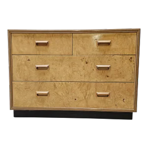 1980s Henredon Scene Two Bachelors Chest of Drawers Dresser Burlwood Art Deco