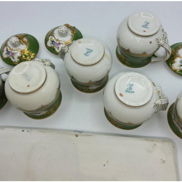 19th Century Porcelain Chocolate Cup Set with Tray, Set of 7 For Sale - Image 12 of 13
