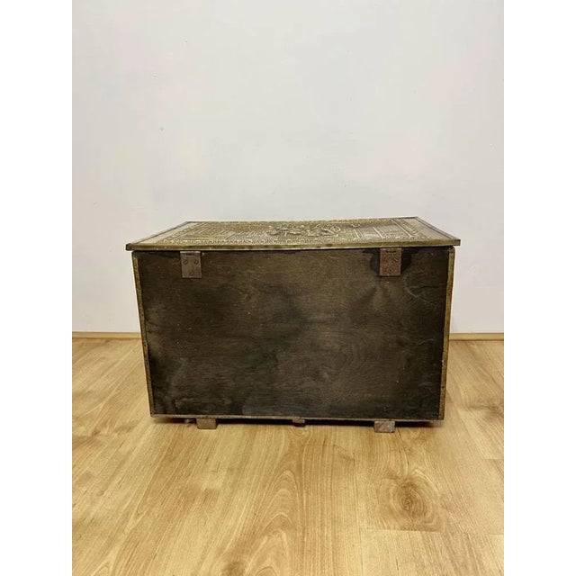 Antique Ornate Brass Coal Box, 1920s For Sale - Image 4 of 8