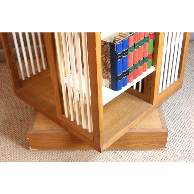 Brown Large Rotating Bookcase, 1970s For Sale - Image 8 of 13