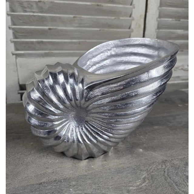 2000 - 2009 Sculptural Nautilus Shell Polished Aluminium Champagne & Wine Cooler For Sale - Image 5 of 11