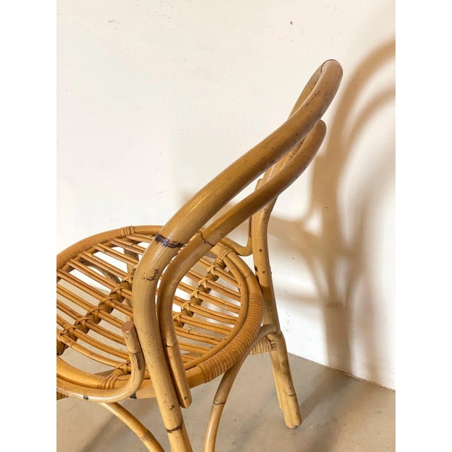 Set of Bamboo & Wicker Chairs, 1970s For Sale - Image 10 of 11