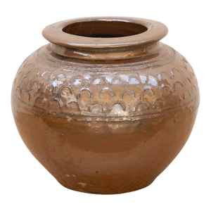 Vintage Martaban Brown Glazed Stoneware Pot