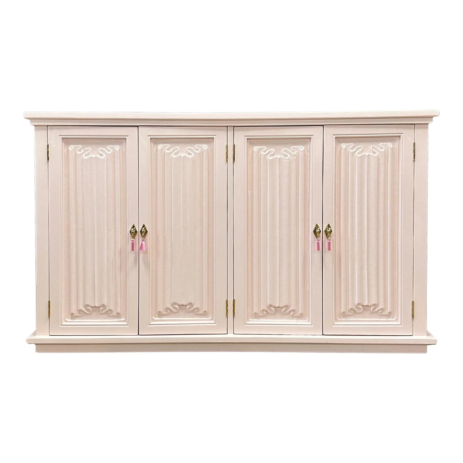 Mid 19th Century Pink Lacquered Buffet Credenza Cabinet | Chairish
