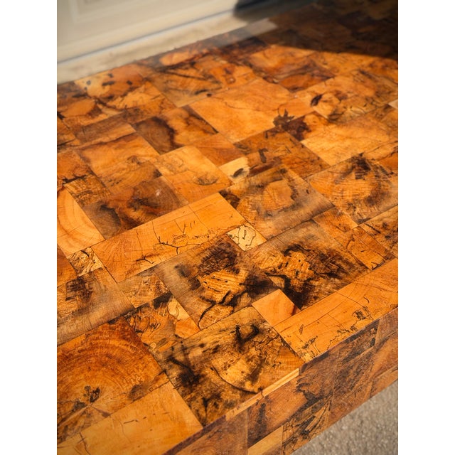 Dramatic Thick Sculptural Made Goods “Giulio” Tamarind Patchwork Burl Coffee Table Statement Piece For Sale - Image 10 of 12