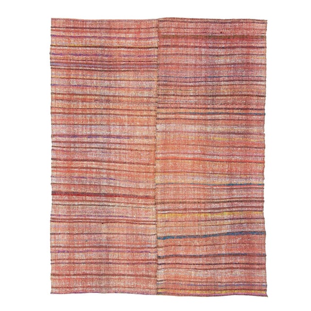 Textile Striped Vintage Turkish Rag Rug For Sale - Image 7 of 7