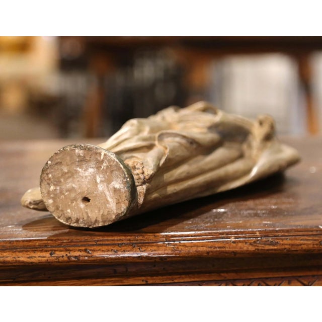 18th Century French Polychrome Carved Moses Sculpture in Gothic Oak Shrine For Sale - Image 11 of 12