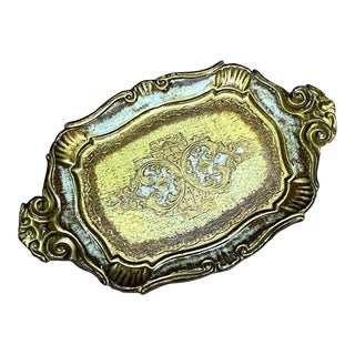 Florentine Small Gold/Cream Gilt Tray For Sale
