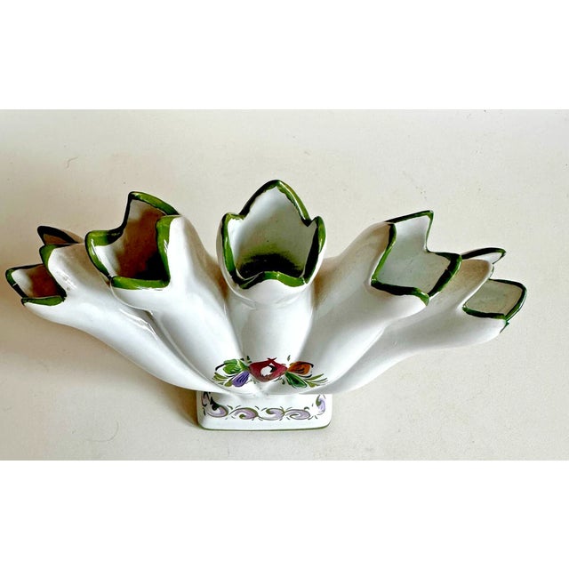Vintage Ceramic Portugal Five Finger Flower Vase For Sale - Image 4 of 5