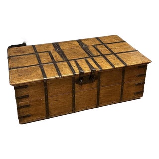Antique Weathered Teak Chest, 1840 For Sale