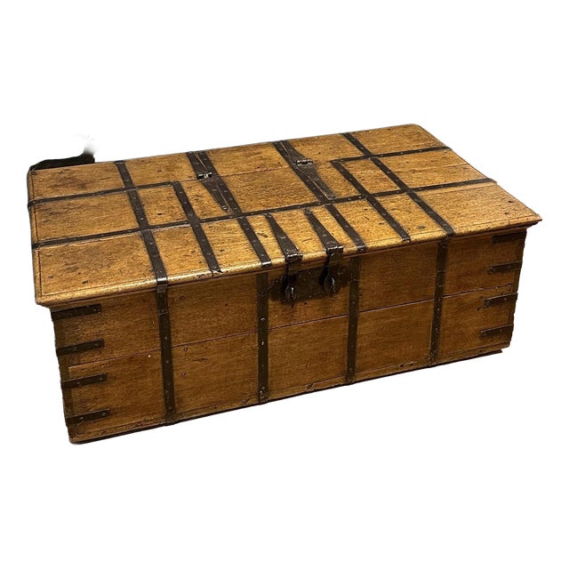 Antique Weathered Teak Chest, 1840 For Sale