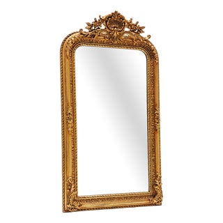 Large Golden Baroque Mirror with Crest from Green Square For Sale