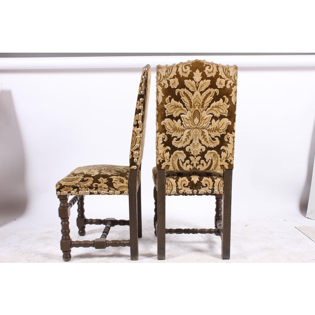 English Damask Dining Chairs Set of 4 Chairish