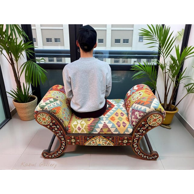 1990s Vintage Chaise Lounge with Kilim Cover, 1990s For Sale - Image 5 of 16