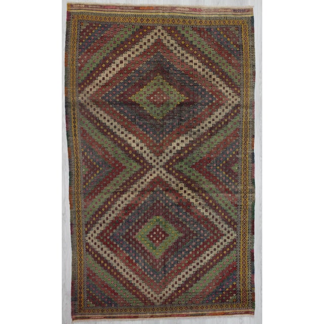 Vintage Embroidered Turkish Kilim Rug - 5'6" x 9'2" For Sale In Los Angeles - Image 6 of 6