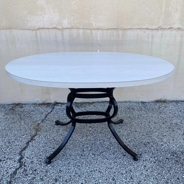 Mid-Century Modern Vintage Mid Century Modern Black Iron Kitchen Dining Set 4 Chairs Table 5 Pc Set For Sale - Image 3 of 12