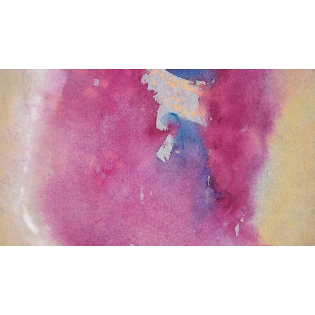 Magenta and Yellow Abstract Expressionist Composition in Acrylic on Paper by Ricardo De Silva For Sale - Image 4 of 8