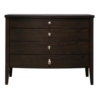 "Big Cassettiera" 4-Drawer Chest in Dark Beech & Silver Knobs for Promemoria by Romeo Sozzi For Sale
