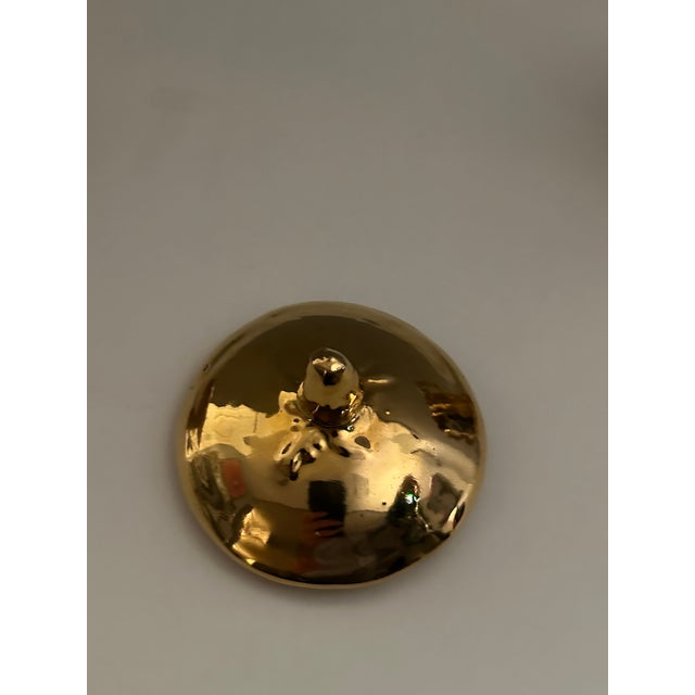 Early 20th Century Marchesi Ricci Per La Suvera Italian Ceramic Urn, Lid & Saucer - Gilde Finish For Sale - Image 5 of 7