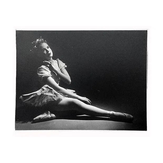 Original 1950s black-and-white photograph of a young ballerina.