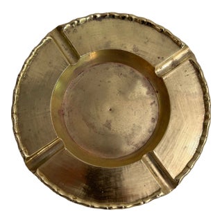 1960’s Hollywood Regency Brass Ashtray With Faux Bamboo Trim For Sale