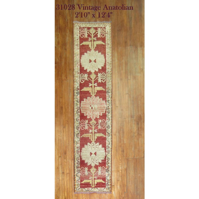 Red Red Turkish Vintage Runner, 2'10'' X 12'4'' For Sale - Image 8 of 8