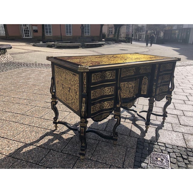 French Baroque Desk with Brass Inserts, 1920s For Sale - Image 15 of 18