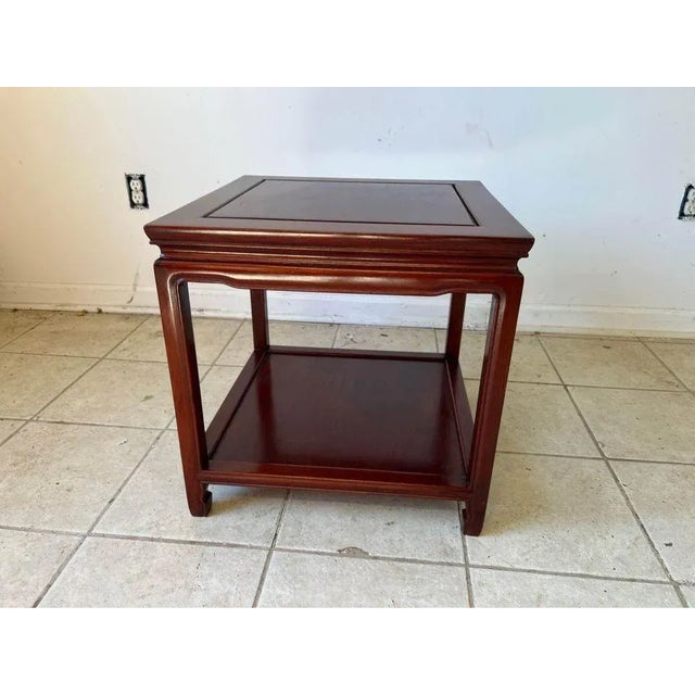 Brown Vintage Chinoiserie Ming Style Solid Rosewood Square Side Table. For Sale - Image 8 of 10