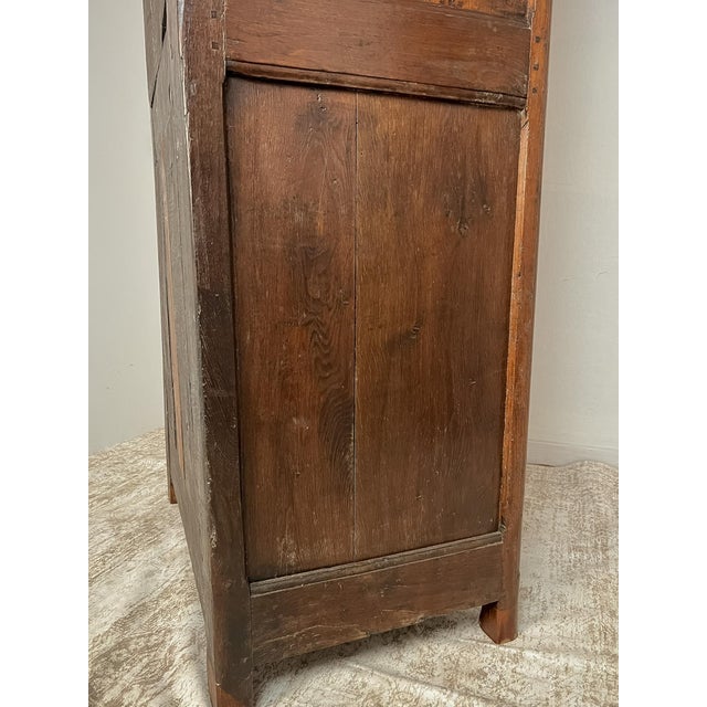 Antique French Provincial Solid Oak Bonnetière Cabinet For Sale - Image 11 of 14