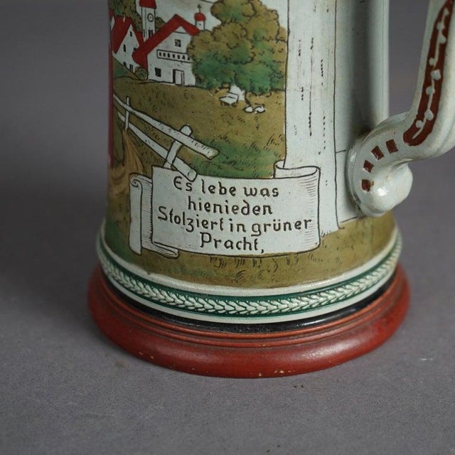 Antique Art & Crafts Scenic Musterschutz Germany Pottery Stein Circa 1900 For Sale - Image 6 of 9