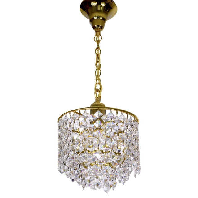 Brass and Crystal Rainbow Chandelier from Palwa, 1970s For Sale