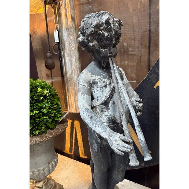Black Late 19th Century English Piping Pan Lead and Zinc Fountain Figure For Sale - Image 8 of 18