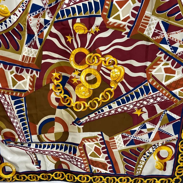 1990s Vintage Large Silk Foulard by Celine Paris For Sale - Image 10 of 12