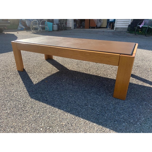 Wood 1970s Knoll Jim Eldon Leather and Oak Cocktail Table For Sale - Image 7 of 13