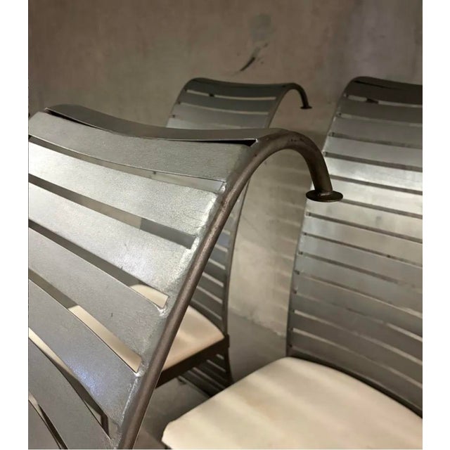 1980s Postmodern Steel Chairs, 1980, Set of 4 For Sale - Image 5 of 10