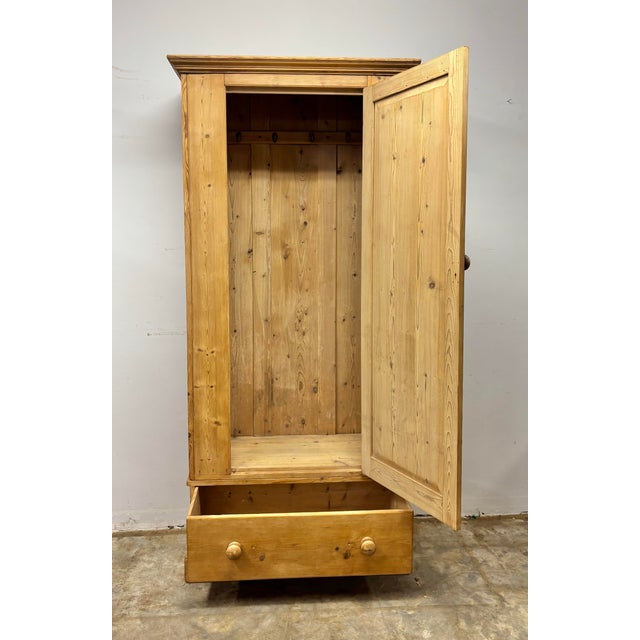 English Antique English Pine Single Door Wardrobe For Sale - Image 3 of 7