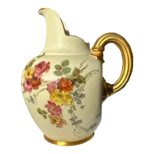 Royal Worchester 1895 Bone China Pitcher Jug Gilt Handle
